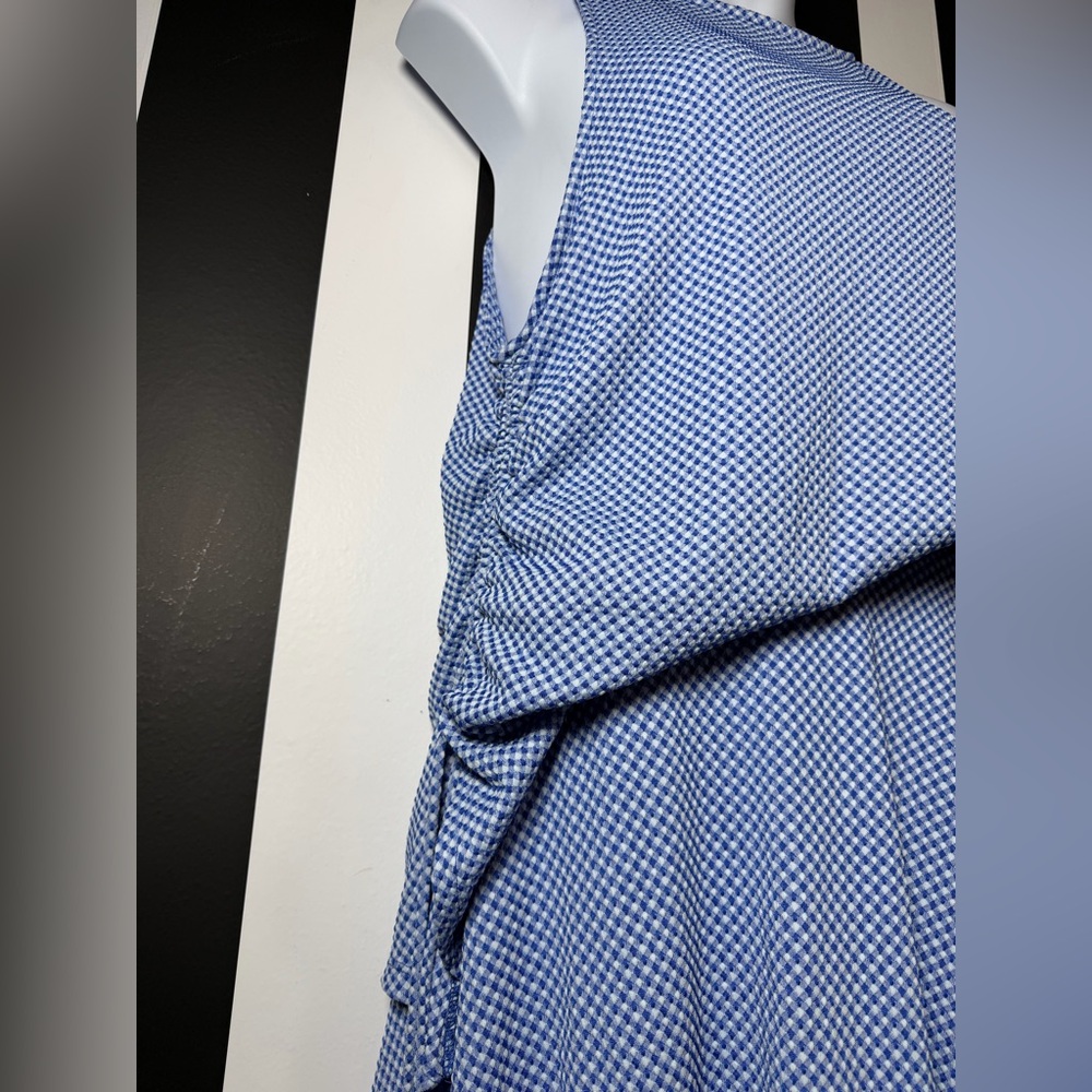 NWT Sleeveless Blue and White Gingham Patterned Top & Skort 2-Piece Set - 1X